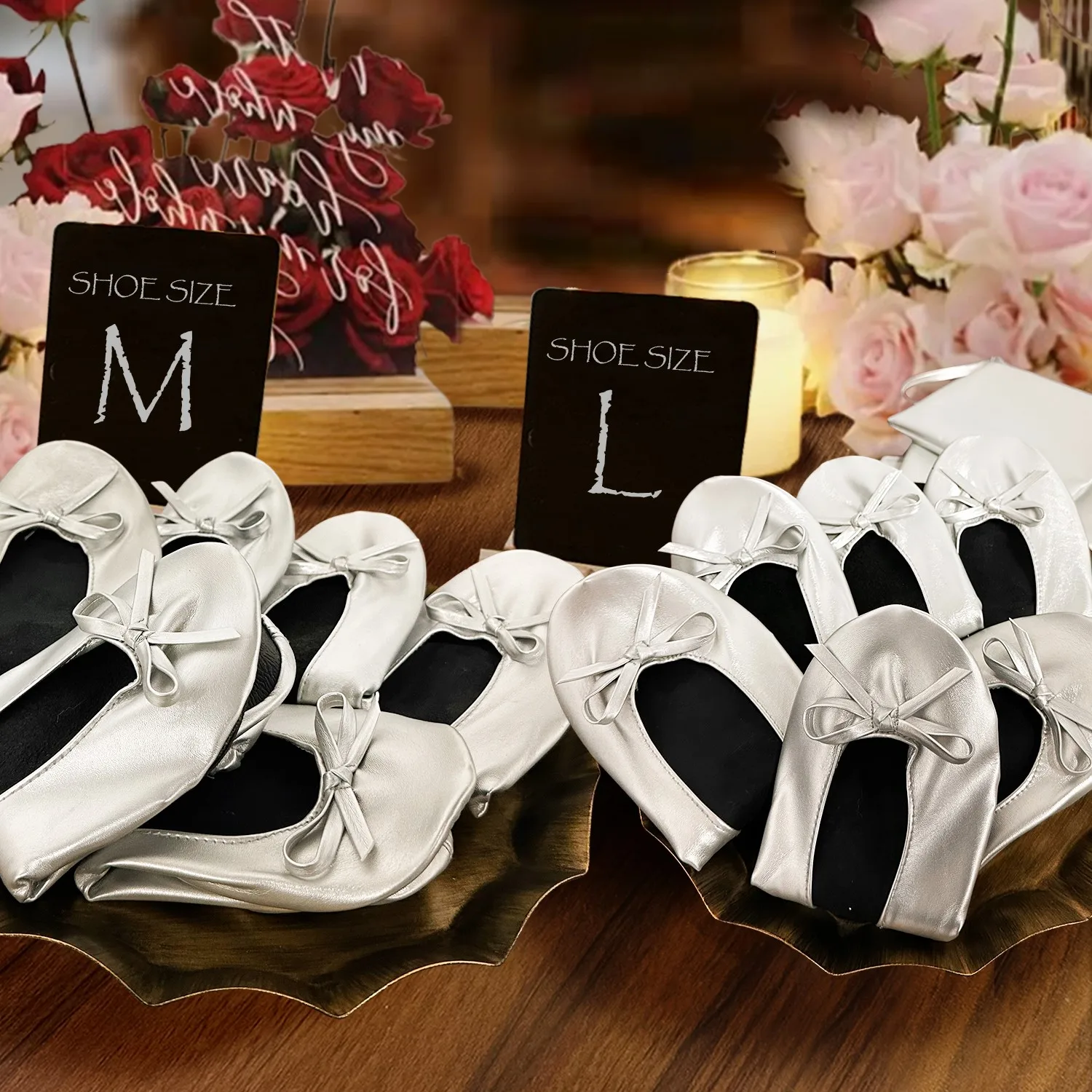 Sapatilhas de balé portáteis dobráveis femininas sola macia roll up chinelos deslizamento confortável sapatos planos para viagens casamento com saco
