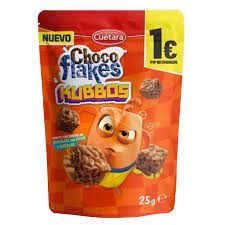 Cuétara Kubbos Choco Flocos - Chocolate ao Leite ou Chocolate Branco - 9 pedaços de 25g - cereais em forma de cubo