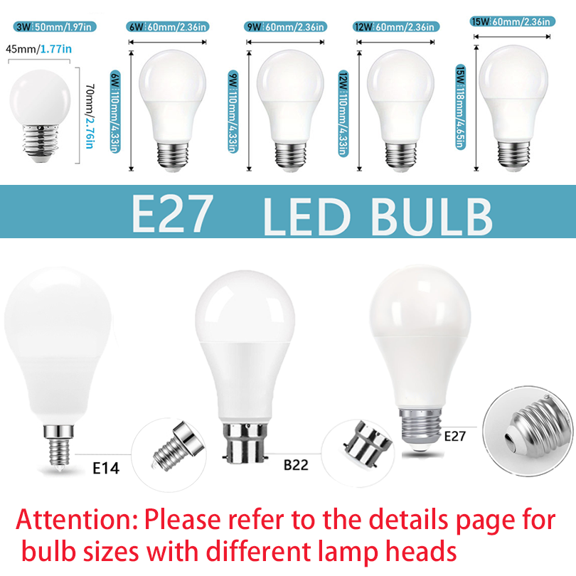 10 個 E27 LED 電球ランプ AC 220V SMD2835 3 ワット 6 ワット 9 ワット 12 ワット 15 ワット 18 ワットランパーダ Led 電球リビングルームホーム屋内 LED ボンビージャ
