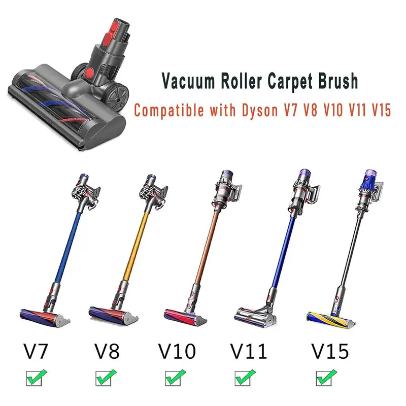 หัวแปรงสําหรับเครื่องดูดฝุ่นไฟฟ้า Dyson แปรงทําความสะอาดสําหรับ Dyson V7 V8 V10 V11 V15 เปลี่ยนชิ้นส่วนพร้อมชุดแปรงลูกกลิ้ง