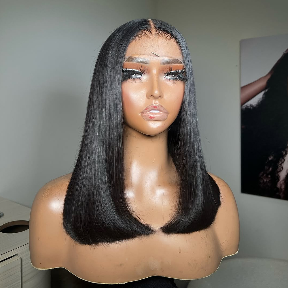 สั้นBobวิกผมผมมนุษย์บราซิล 13X4 ลูกไม้ด้านหน้าวิกผมความหนาแน่น 200% ตรงลูกไม้ด้านหน้าBobวิกผมโปร่งใสลูกไม้Pre Plucked