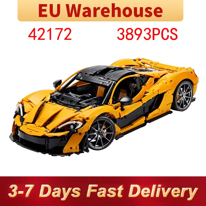 3893 peças conjunto de blocos de construção de carro amarelo conjunto de carro esportivo modelo de tijolo brinquedo para adultos crianças presentes de natal compatível 42172