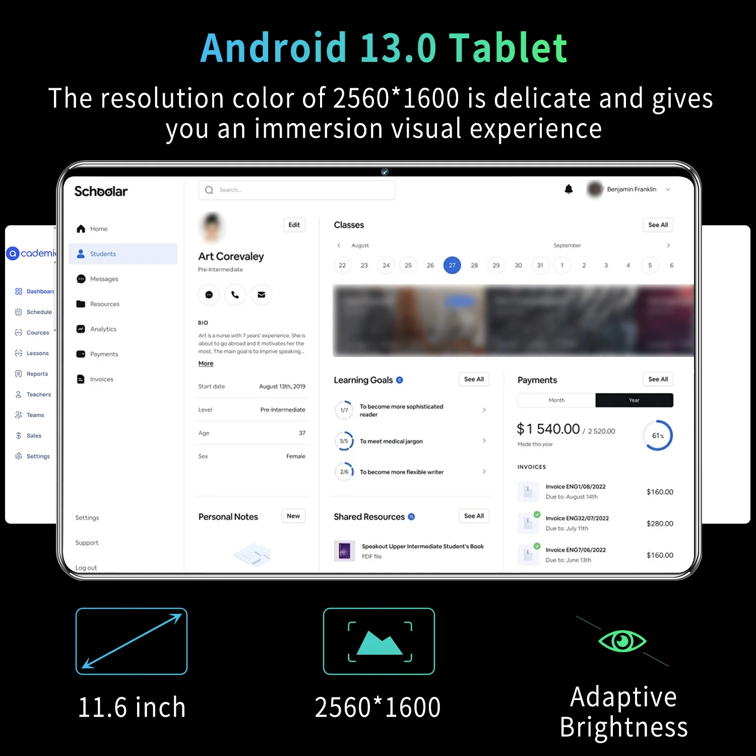 2024 New 5G tablet PC 11.6 inch tablet android 16GB+1TB ROM 16MP+32MP Network 12000mAh Android 13.0 Wifi Bluetooth Dual SIM
