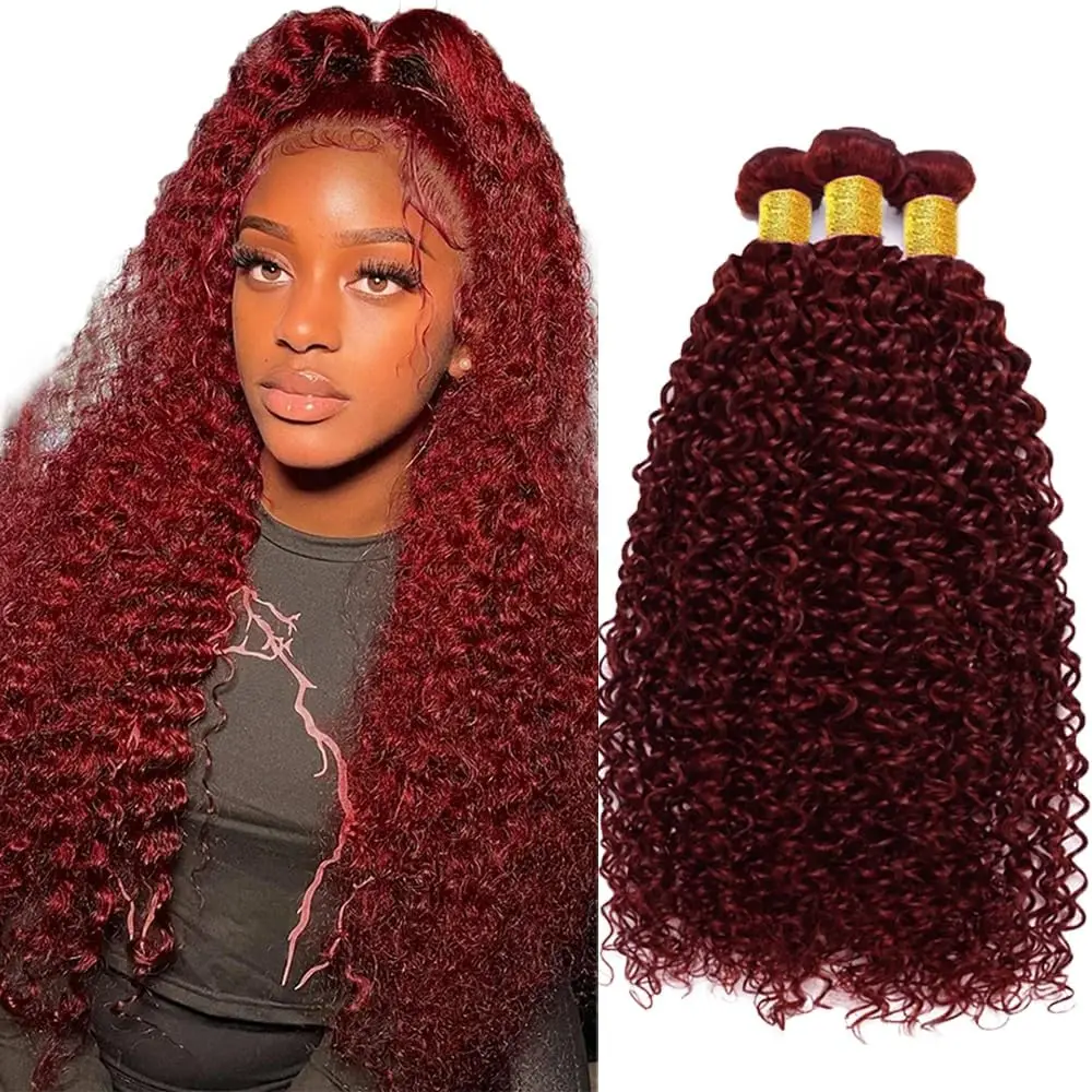Extensiones de cabello humano Borgoña 99J de onda profunda, mechones de cabello virgen brasileño sin procesar, Color Natural, cabello humano Borgoña 99J