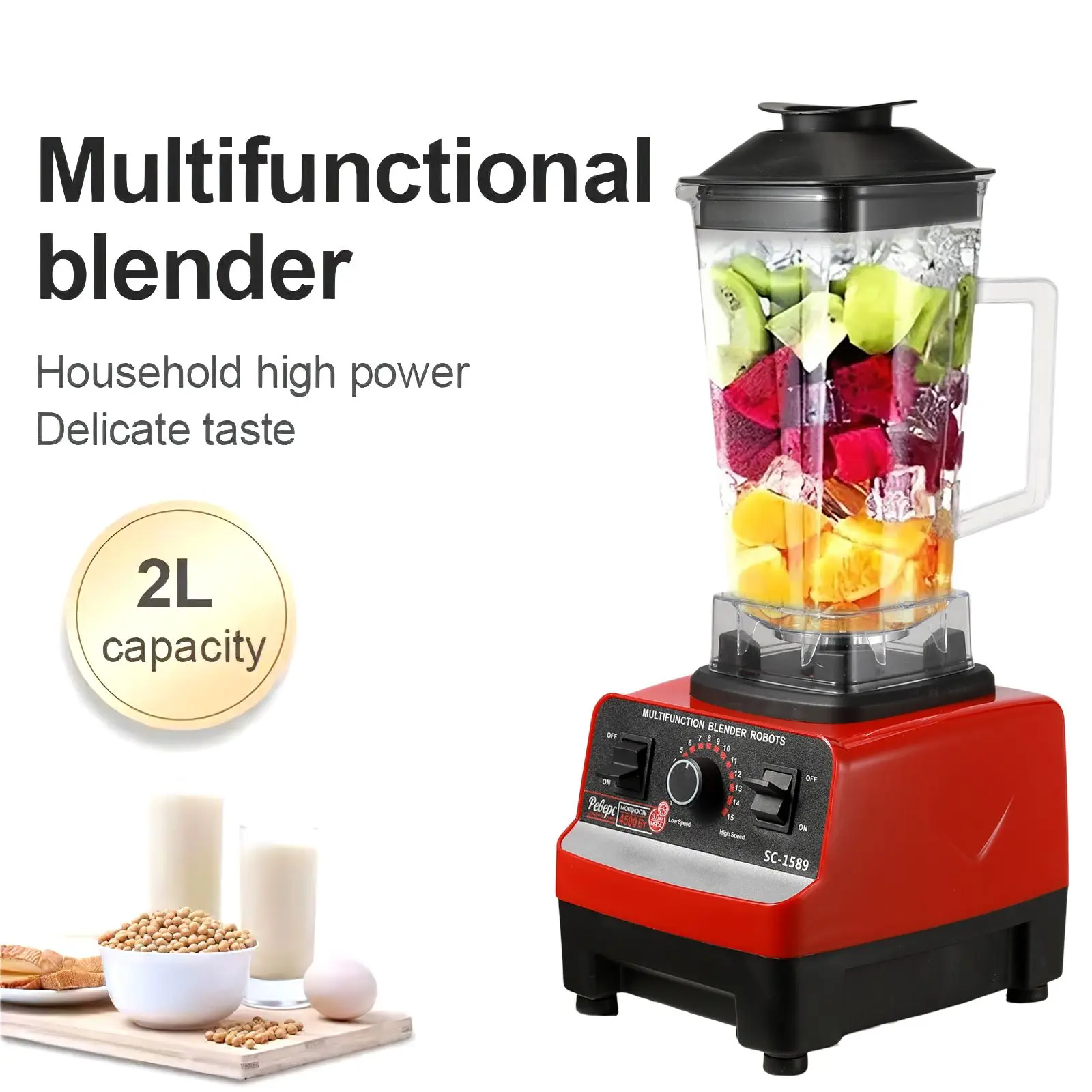 2000 W Orangen-Steezer, 2-in-1-Profi-Mixer, 2 l Haushaltsgeräte-Mixer für die Küche, Obst, Gemüse, Entsafter, Babynahrungsprozess