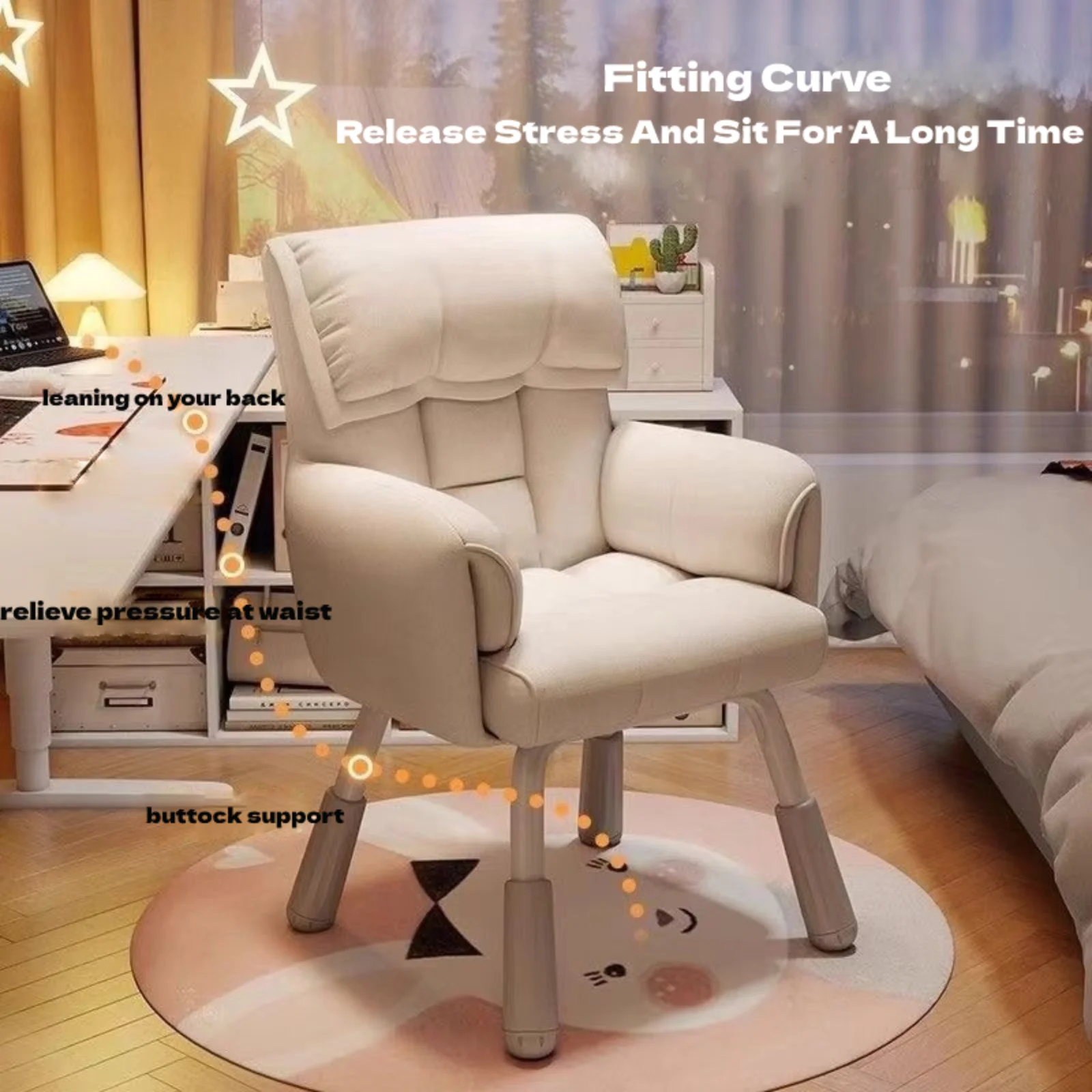 Comfortable Computer Chair Swivel Chair With Small Backrest For College Students Dormitory Study Bedroom Household Chair