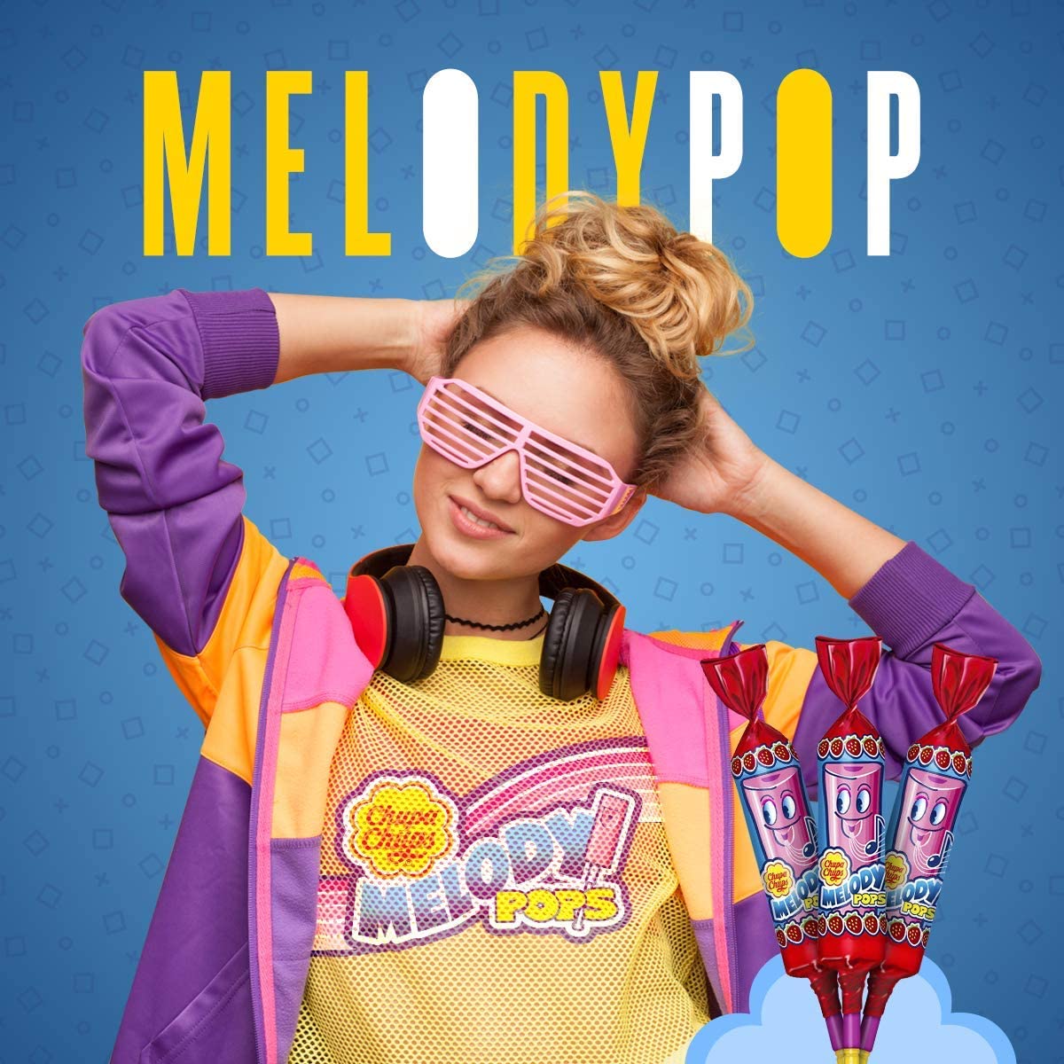 Chupa Chups Melody Pops Caramelo com Palito Sabor Morango, Exibição de 48 Unidades de 15 gr Total 720 gr. Chupa Chups-Crie sua própria música com Melody Pops