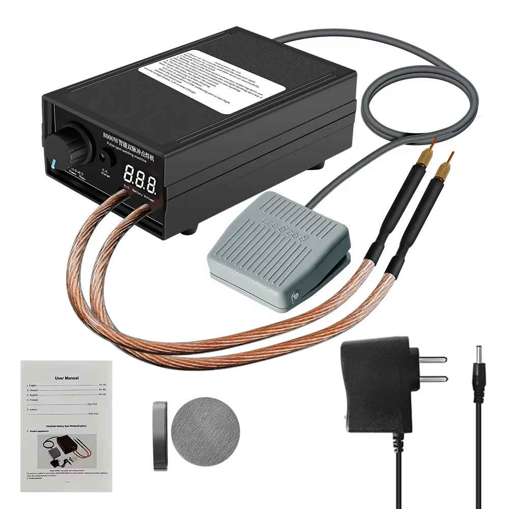 Docreate-máquina soldadora por puntos de alta potencia, 8000W, paquete de batería 18650, herramientas de soldadura, máquina soldadora portátil, tira de níquel de 0,2 MM