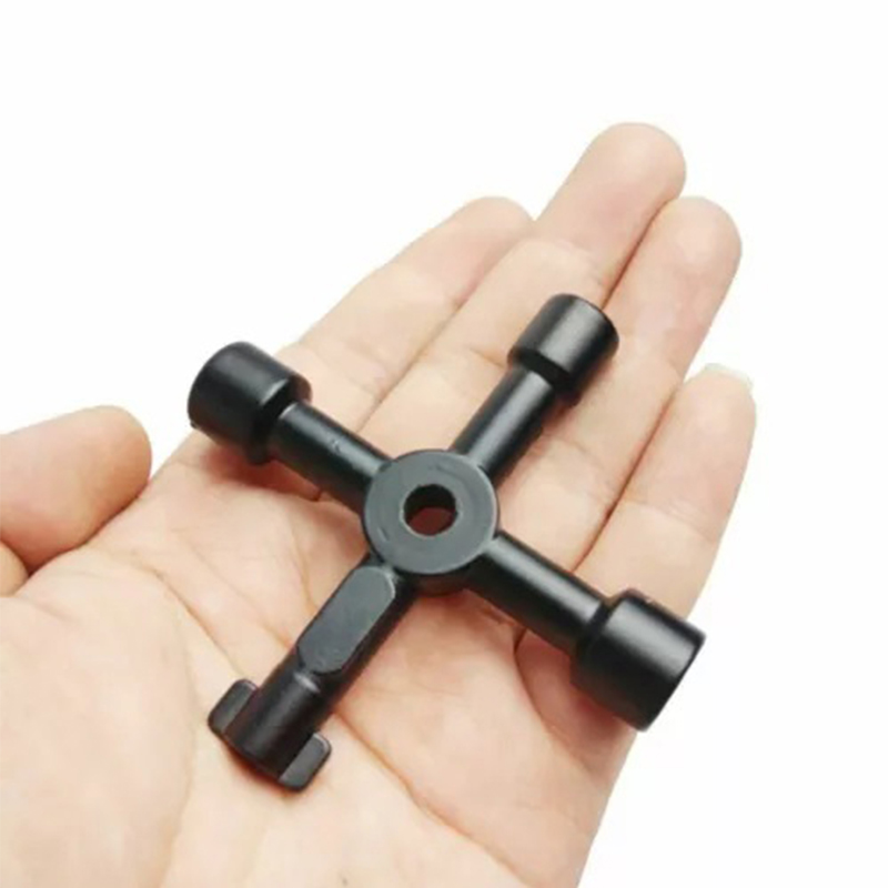 4 In 1 Multifunction Electrician Plumber Utility Cross Switch Wrench Square Triangle Wrench Tool for Elevator Gas Train Radiator