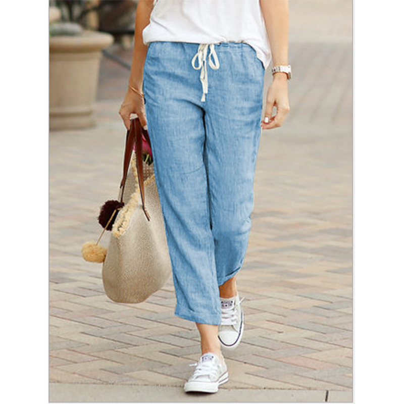 Pantalones de algodón de otoño para mujer Y2K, pantalones informales con cintura elástica y cordón negro, parte inferior elegante holgada a la moda para mujer