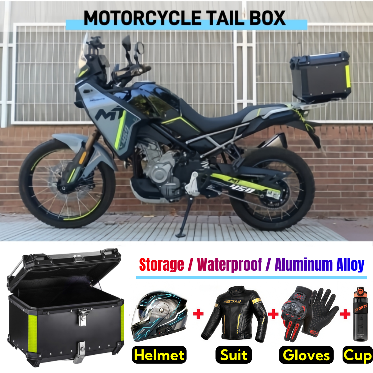 45L,55L Universele Motorcycle Top Box Aluminium Staart Box Motorfiets Kofferbak Achterbagage Case Waterdichte Motor Top Case Toolbox