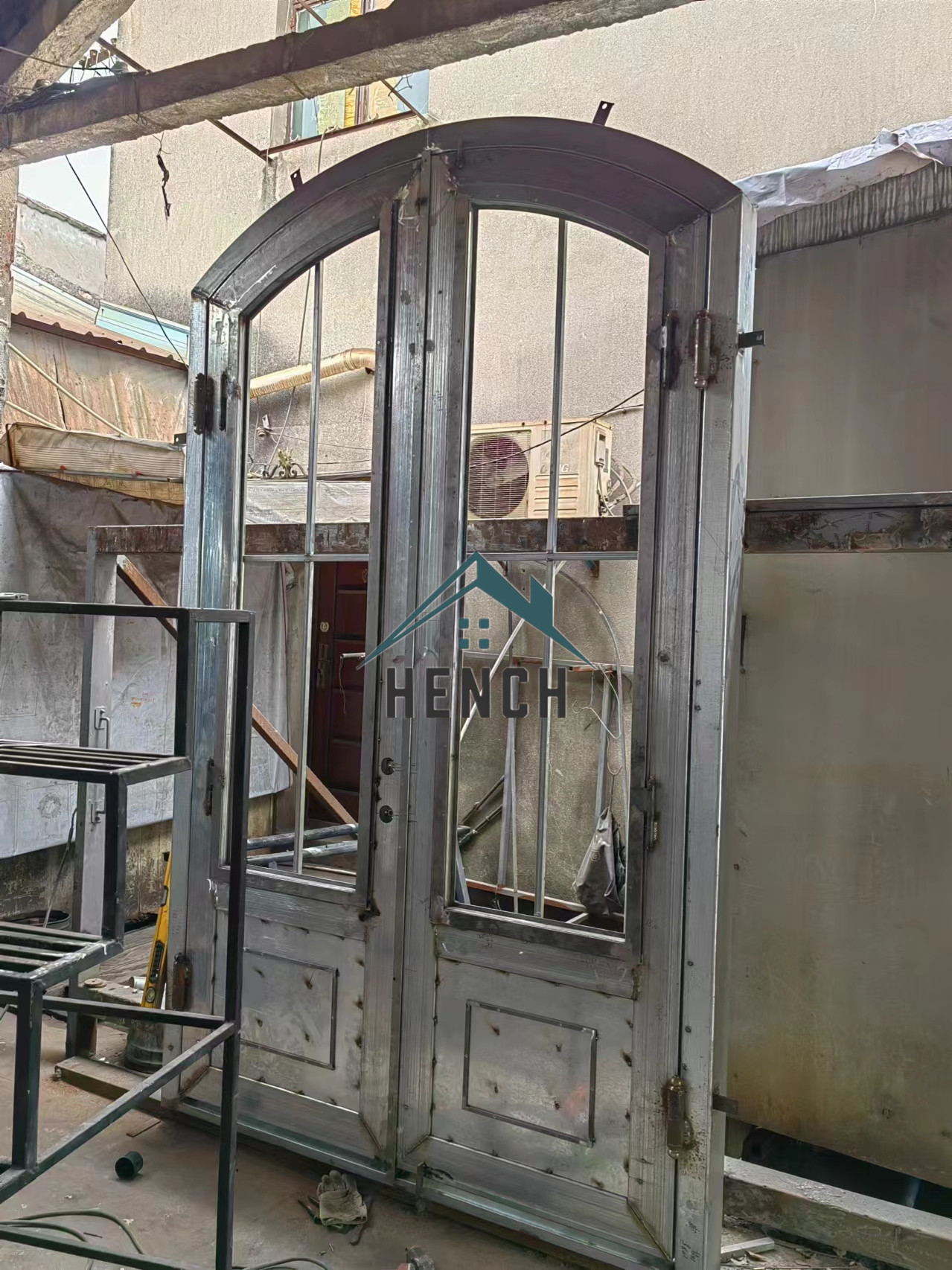 Hendidura de hierro forjado, puerta de entrada delantera doble, fábrica China