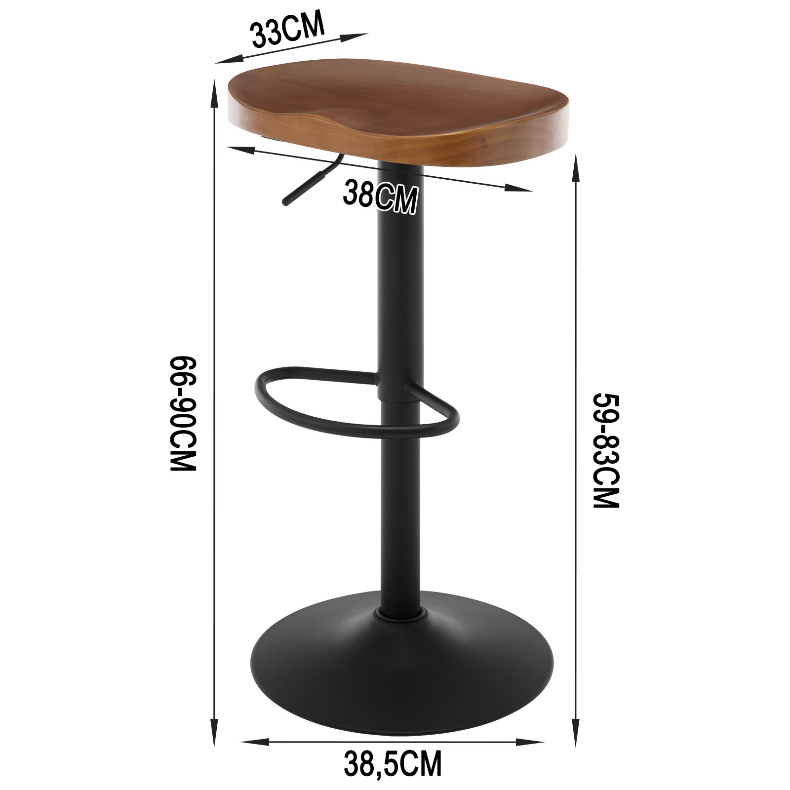 Sedia da bar da bancone sgabello da bar industriale in legno 2 PZ/SET 360 ° Sgabello alto girevole regolabile in altezza con poggiapiedi Sgabello da cucina