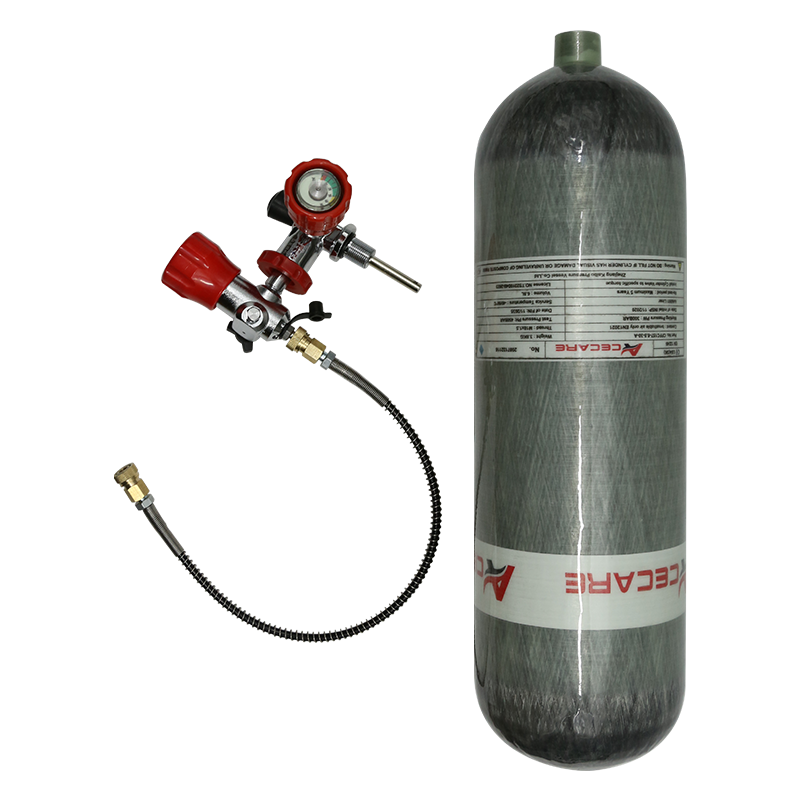 Acecare 4500Psi 300Bar 6.8L cilindro de fibra de carbono tanque de aire de alta presión HPA estación de llenado válvula reguladora buceo M18 * 1,5
