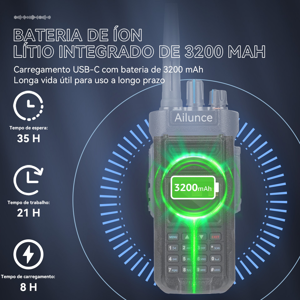 Retevis Ailunce HD2 walkie talkie DMR radio de comunicação longo alcance UHF VHF rádio comunicador profissional radio amador portatil recarregável walkie-talkie caça radioamador IP67 à prova d'água ham radio