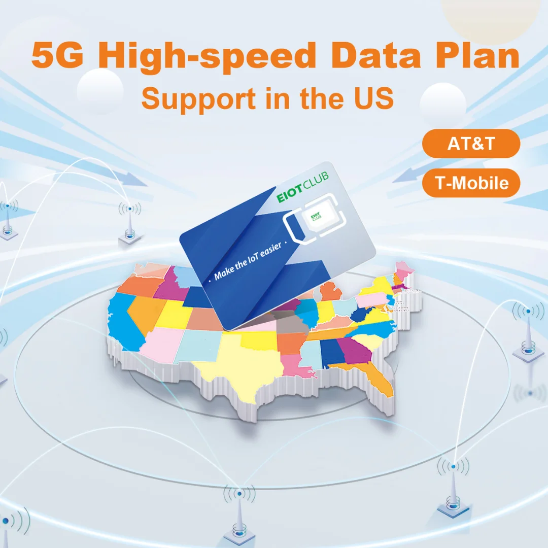 EIOTCLUB USA SIM Card - 1GB 30DAY, 5G/4G LTE Cellular, Support AT&T and T-Mobile, Data-Only SIM Card for Unlocked IoT Devices
