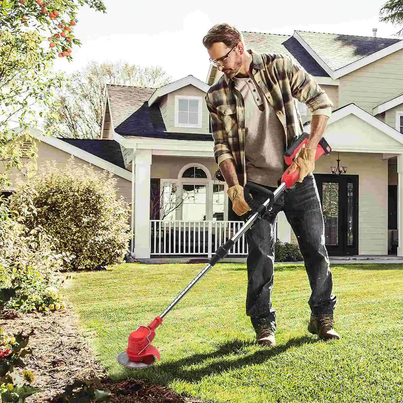 Cortadora de césped eléctrica inalámbrica de 850W/650W, taza de combustible de mano de 18000PRM, herramienta de jardín ajustable con 2 uds. De batería de 21V