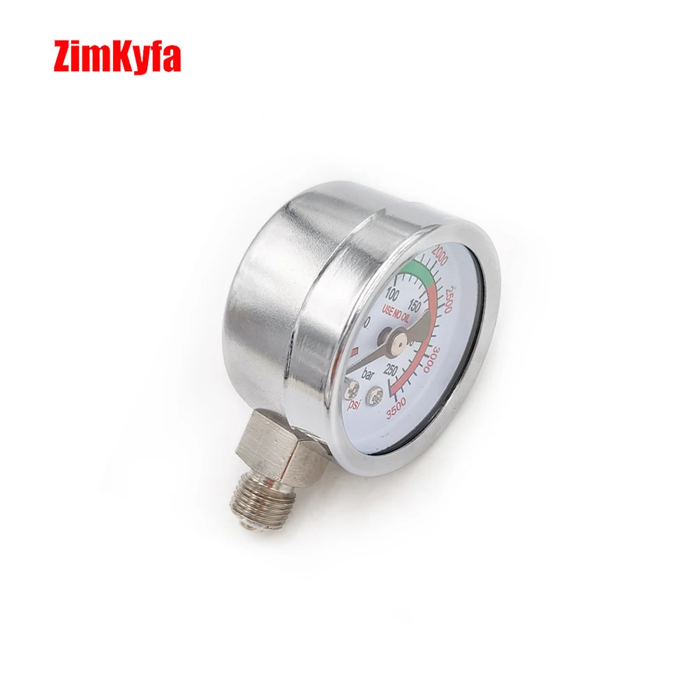 Manômetro de ar para estação de preenchimento, medidor de pressão de alcance duplo 10bar/250bar/3500psi m10 * 1 1/8npt rosca acessórios pneumáticos acessório