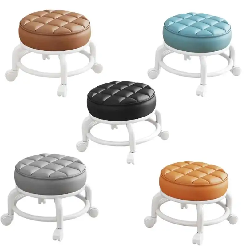 สตูลต่ํามีล้อ, ผ้าหนังแบบพกพาขนาดเล็กกันน้ําทนทานสตูลหนาเบาะรองนั่ง Simple Soft สตูล