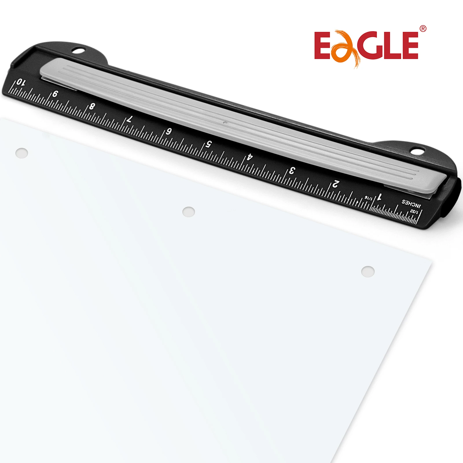 Punzonatrice per carta Eagle a 3 fori, con righello integrato, capacità 5 fogli, per raccoglitori ad anelli, cancelleria per ufficio e scuola