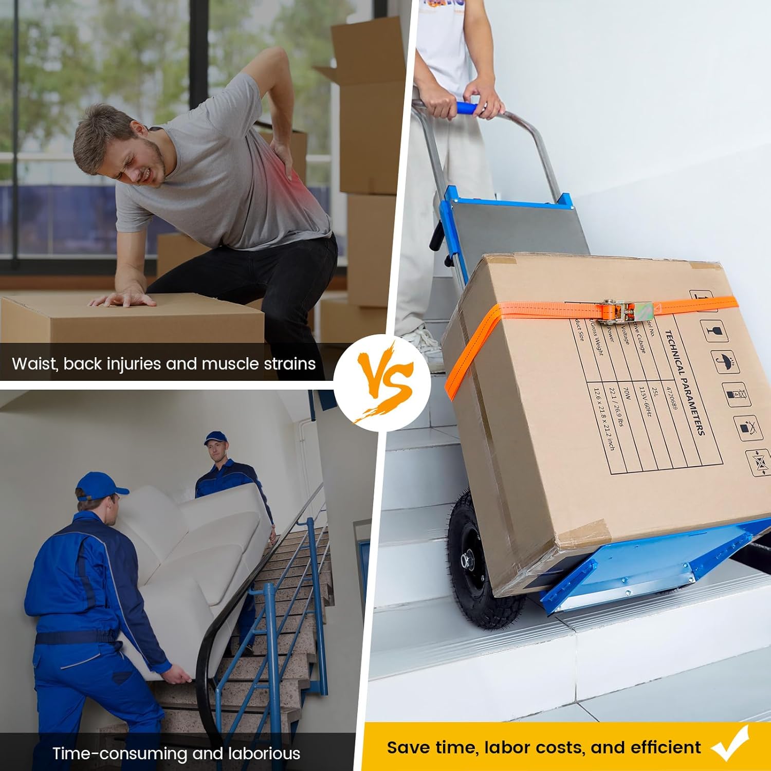 Electric Stair Climbing Dolly, 1200W Powered Stair Climbing Hand Trucks, 880lbs Capacity Folding Electric Dolly for Stairs