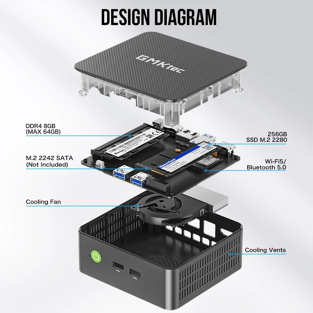 GMKtec G3 AL Mini PC Intel Celeron 5205U Windows 11 Pro 8GB RAM 256GB ROM Dual HDMI Desktop Mini Computador WiFi 5 BT4.2