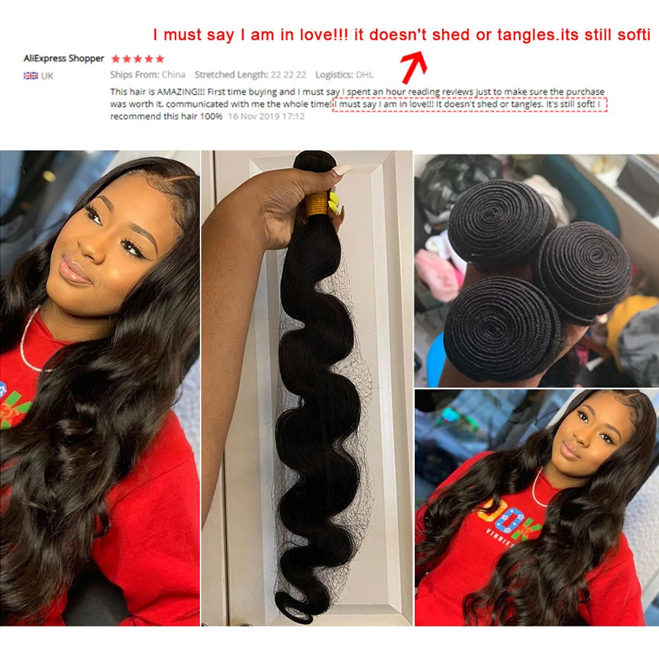 Pacotes peruanos do cabelo humano da onda do corpo, 100% não transformados, Virgin, Weave Bundles, extensões longas, 30 ", 12A