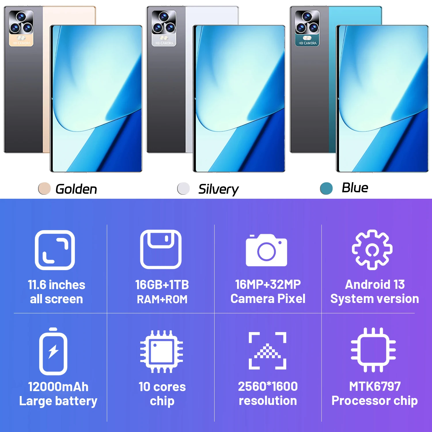 2025 nueva tableta 5G 11,6 pulgadas Android 13,0 Phablet MTK6797 16GB RAM 1TB ROM Tablet PC cámaras duales tarjeta sim Dual Wifi tipo c