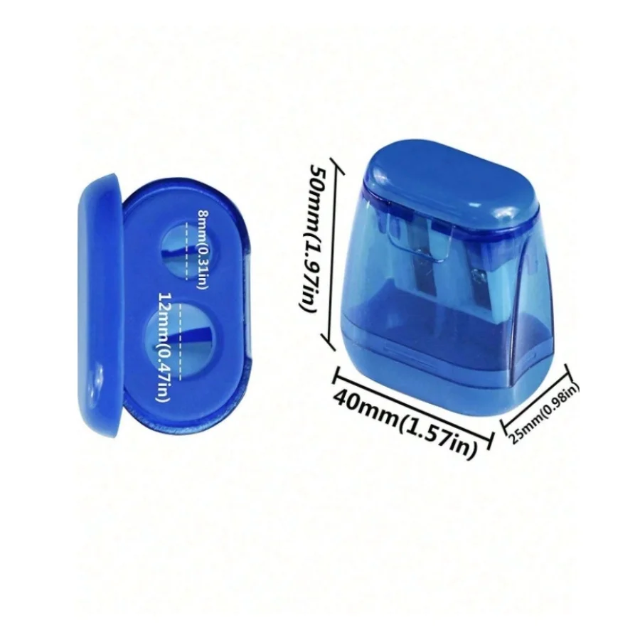 Sacapuntas de doble orificio de 4 piezas con tapa y recipiente para virutas, juego de sacapuntas manual portátil para lápices de colores.