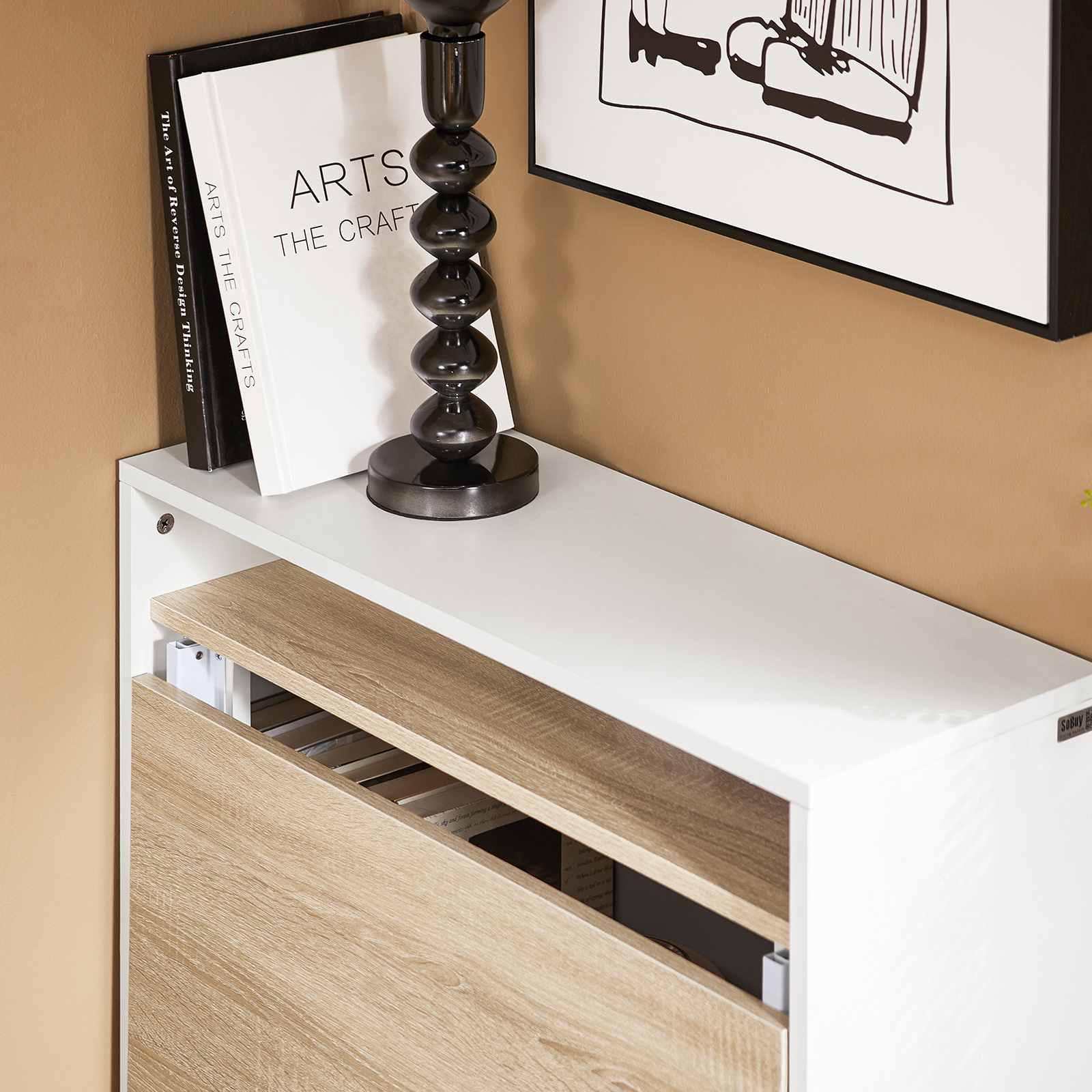 SoBuy FWT104 Table pliante avec armoire intégrée Table pliante avec armoire Table pliable Armoire de bureau