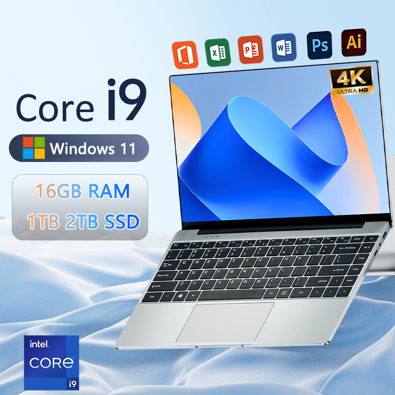 Ordinateur portable portable 14.1 pouces Windows 11 Pro Intel Core i9-8950HK 16 Go de RAM 1 To ou 2 To SSD exposée HD Office Gaming PC Laptop