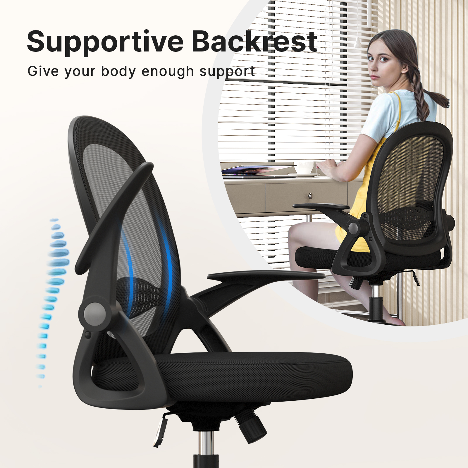 naspaluro Home Office Chair Ergonomic Desk Chair Swivel Gaming Chairs Mid-Back Mesh Chair with Lumbar Support for Home Office