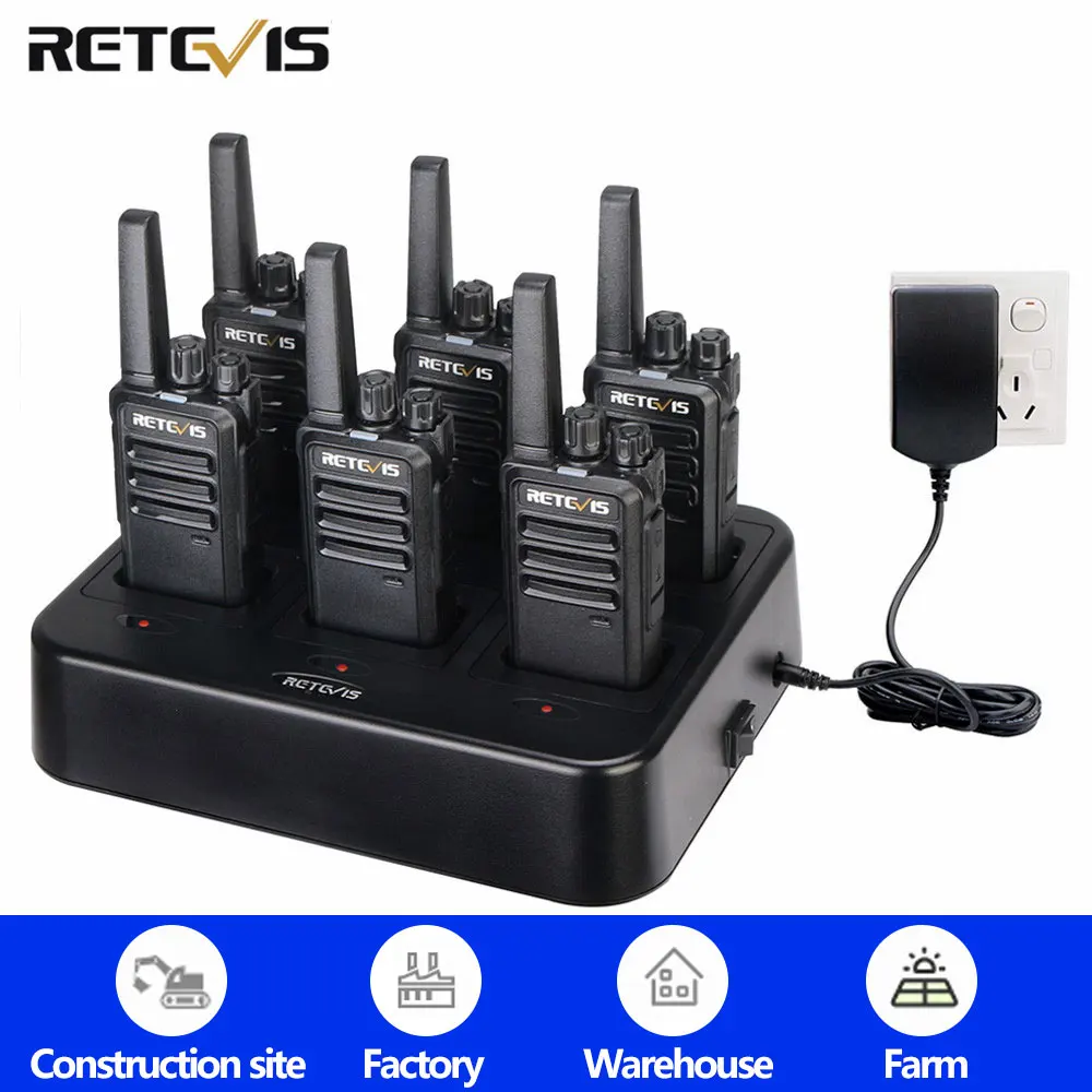 Retevis-walkie-talkie RT668 de largo alcance PMR446, Radio recargable resistente para fábrica y sitio de construcción, 6 piezas