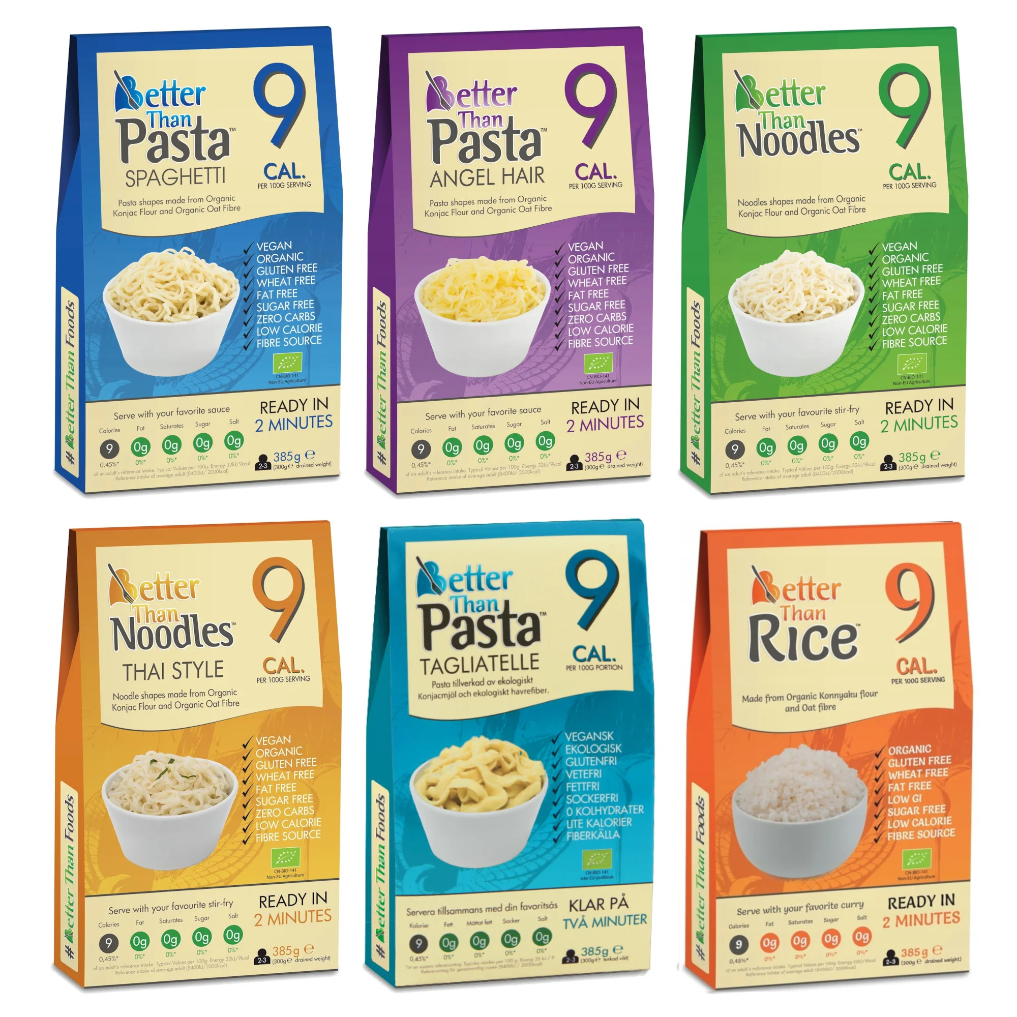 Makaron Konjac BETTER THAN FOODS typu noodle BIO Mix 6x 385 g (300 g)