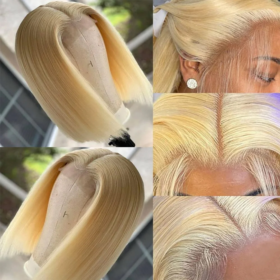 613 blonde Bob Perücke Echthaar kurze Bob Perücke Remy brasilia nische 13x4 gerade kurze Bob Perücke jungfräuliche Echthaar Spitze Front Perücke