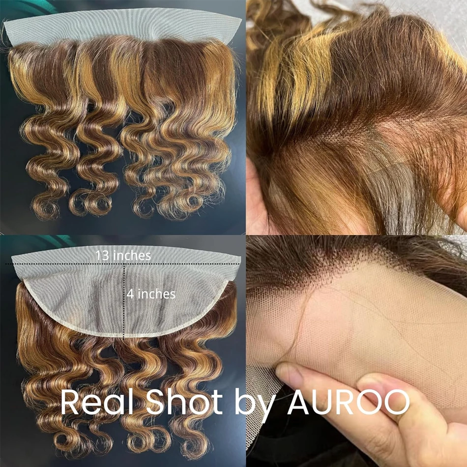 Destaque pacotes de onda do corpo com frontal mel loira p4/27 pacotes de cabelo onda do corpo extensões de cabelo humano com 13x4 laço frontal