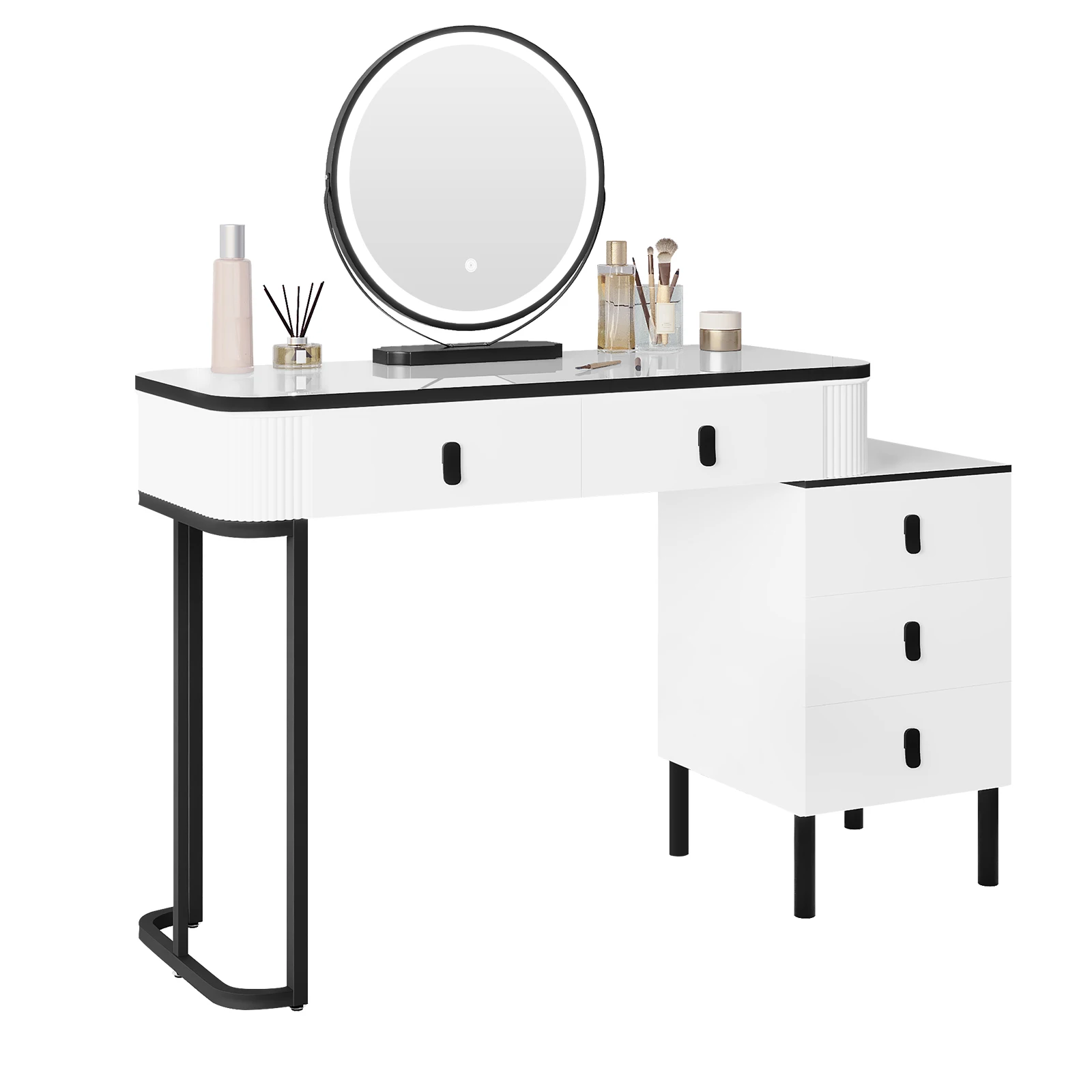 WOLTU Coiffeuse avec Éclairage LED Miroir Mobile Vanité Assemblage Flexible Maquillage Table Cosmétique pour Filles Femmes Chambre