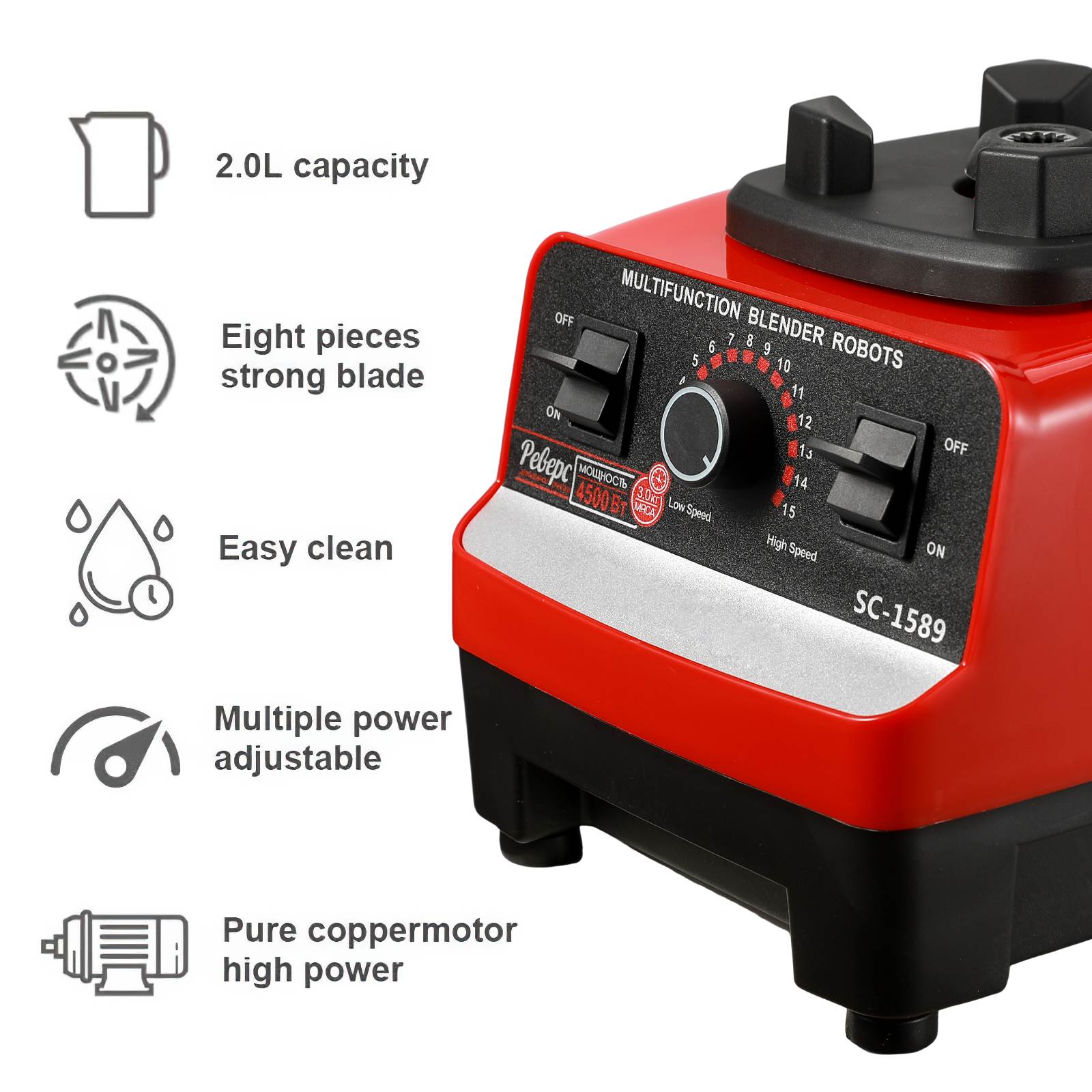 Liquidificador fixo durável 2 em 1 de 2000 W para máquinas de processamento de alimentos para espremedores de alimentos Processador de alimentos para bebês