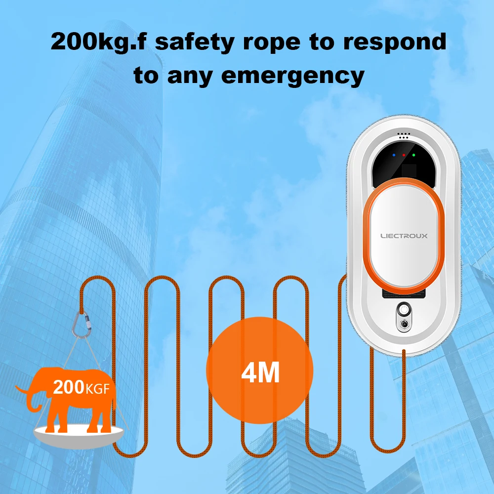 Liectroux HCR-09 Fensterreinigungsroboter,Staubsaugerroboter für Fenster,Fensterreinigungsroboter,elektrischer Glaswischer,Bodenwischroboter für Zuhause, AI Route, Fernbedienung, Anti-Dropping, starkes Sicherheitsseil