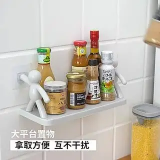 Porta Shampoo Boneco Prateleira Tempero Bob Retangular Plástica Suporte De Sabonete Autoadesivo Para Parede Cozinha Banheiro