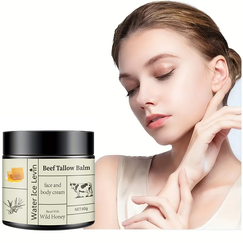 ビーフタローバームは、潤いを閉じ込め、深い栄養を与えます。べたつかず、素早く吸収され、顔と体に使用できます。 ワイルドハニーブレンド入り。