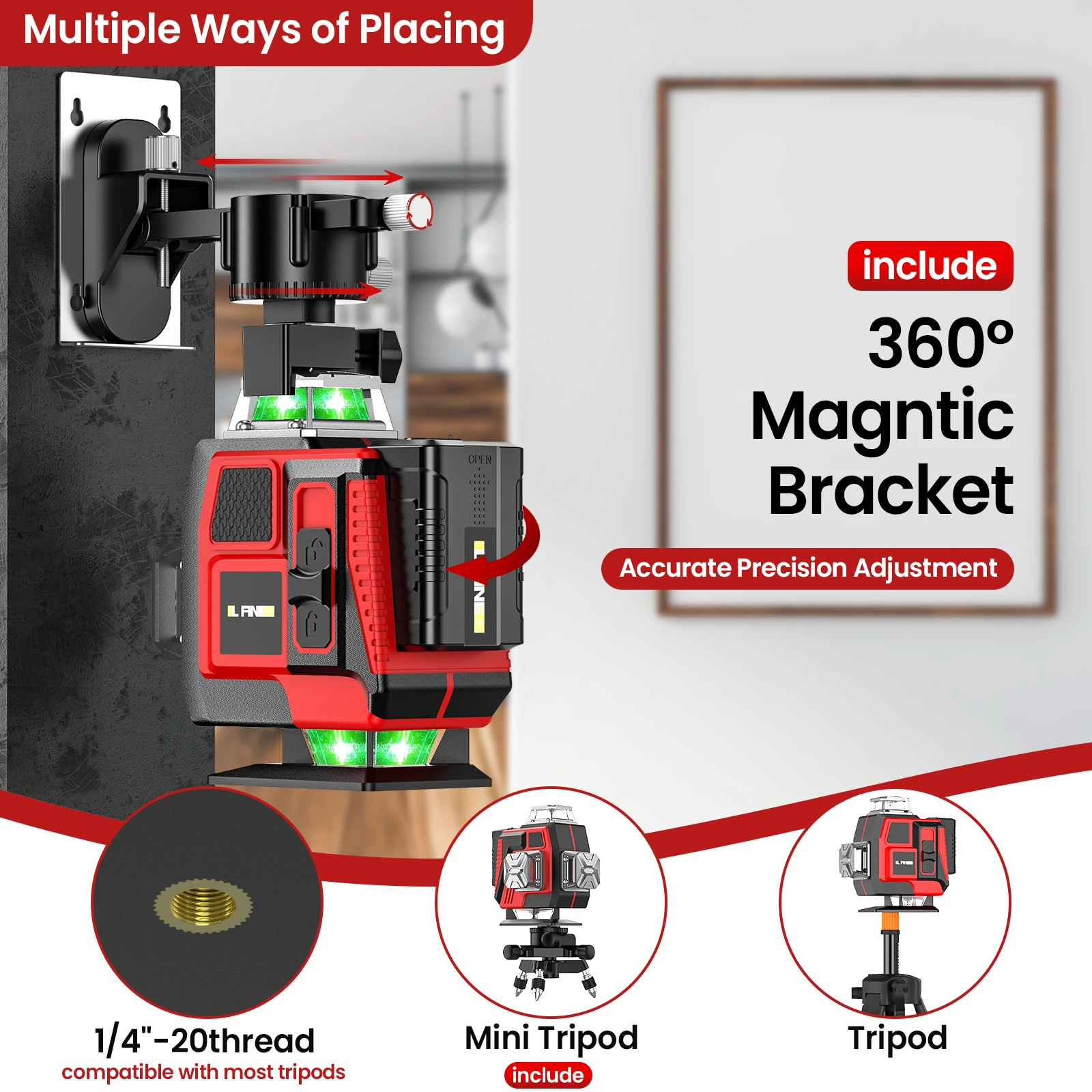 4D 16 Lines 360°Self-leveling Laser Levels with Tripod and Suitcase Horizontal And Vertical Professional Laser Level Tool