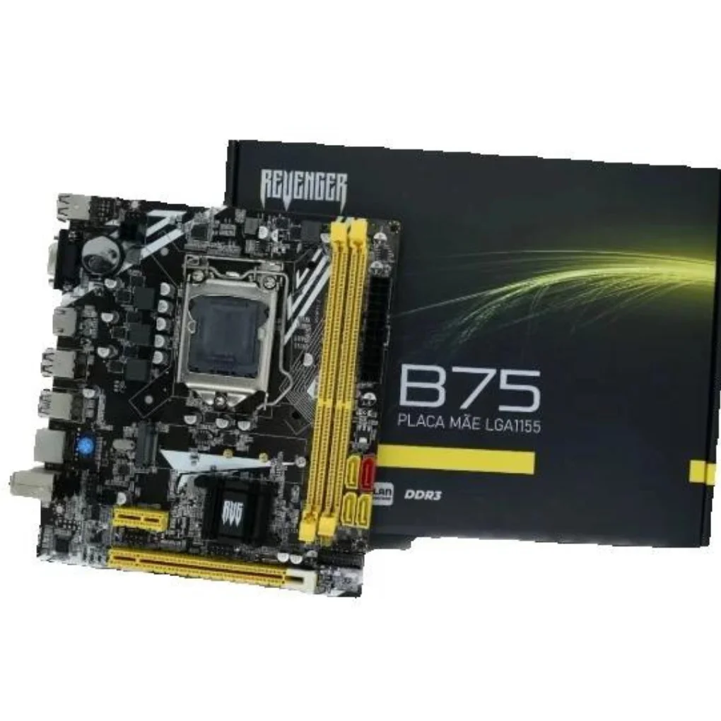 Placa Mãe Gamer LGA 1155 B75, DDR3, M2 NVMe, i3, i5, i7, LAN Giga: Potencialize seu Setup com Suporte para Processadores