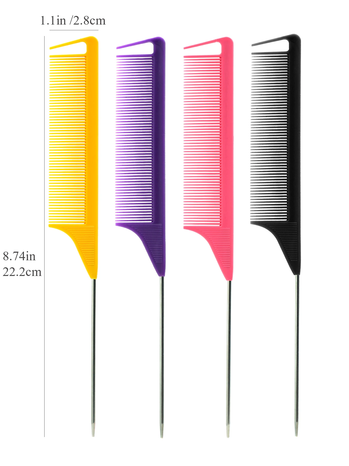 Pro Pointed Tail Salon Hairdressing ผมจัดแต่งทรงผม Anti-static หวีแปรงผมเข็มเหล็ก Pin Rat Tail Combs อุปกรณ์ตัดผม