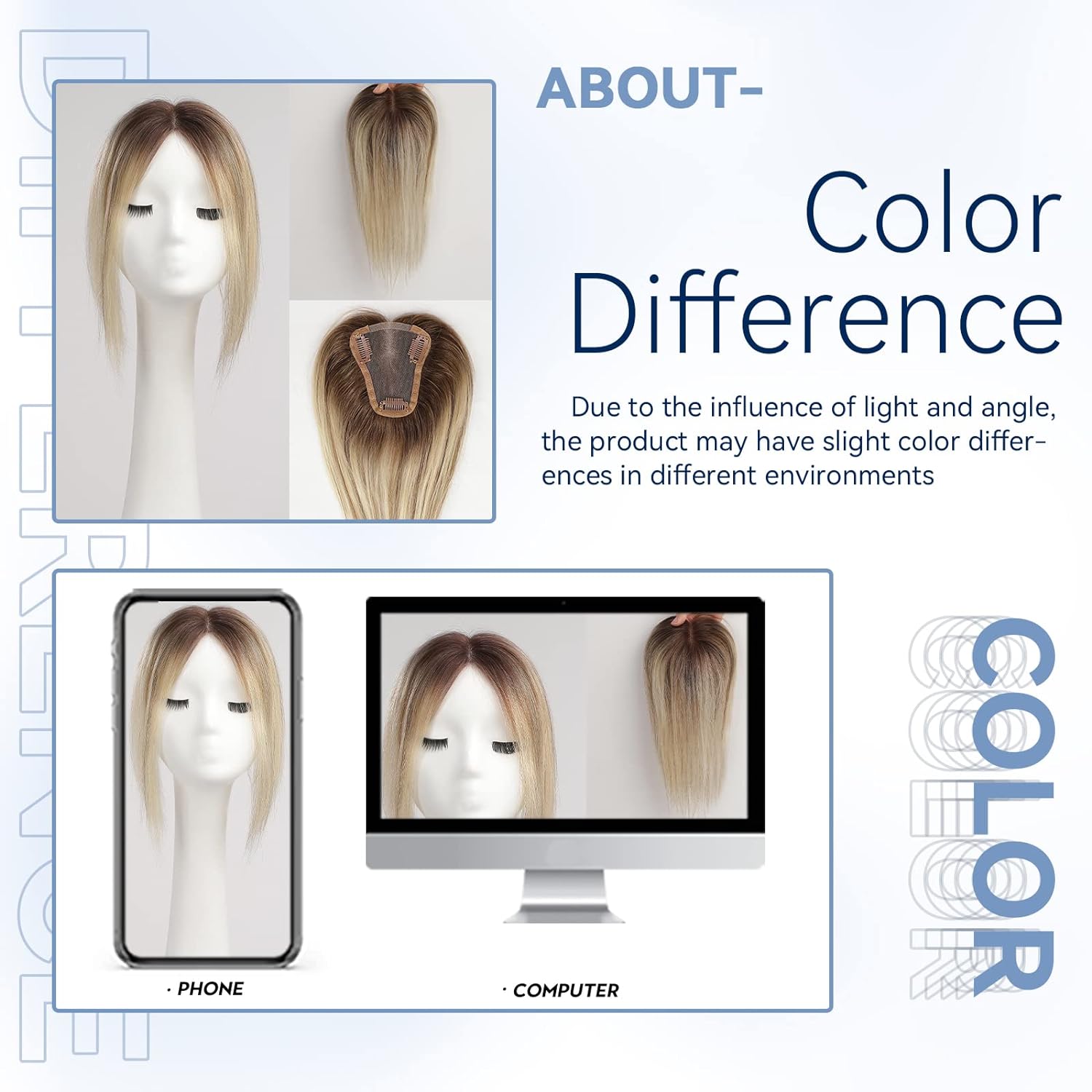 Toppers de cabelo humano loiro, base de renda 100% remy, clipes em luz, marrom dourado, postiços mistos para mulheres, 12 polegadas