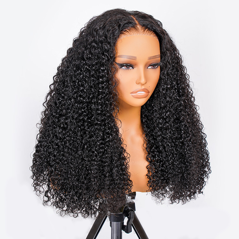 Peruca brasileira de Bob Curto para Mulheres, 13x4 Lace Frontal Human Hair, Deep Curly, 4x4, Transparent Lace Front, Water Curly Closure