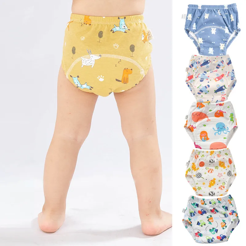 Sơ Sinh Đào Tạo Quần Bé Quần Short Rắn Màu Có Thể Giặt Đồ Lót Bé Cậu Bé Cô Gái Vải Tã Reusable Tã Lót Quần Lót Trẻ Sơ Sinh