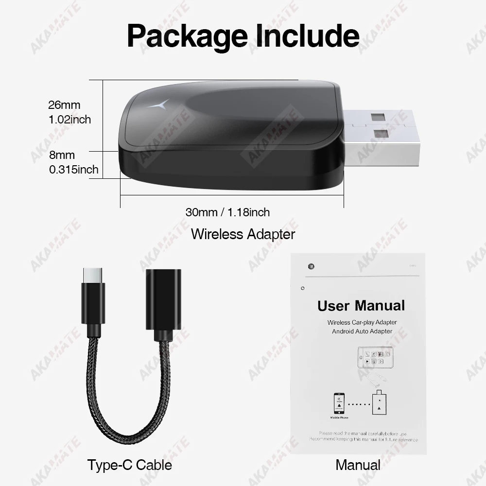 Dongle wireless CarPlay Adattatore wireless Android Auto 2 in 1 per veicoli CarPlay cablati OEM Autoradio Plug and Play Bluetooth ﻿