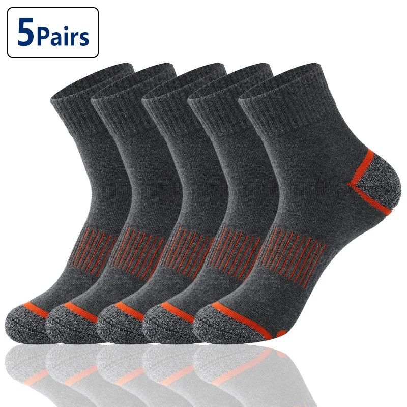 Lote de 5 pares de calcetines de alta calidad para hombre, calcetines deportivos transpirables informales para correr, calcetines de algodón para hombre, calcetines negros de invierno para hombre, talla grande 38-43