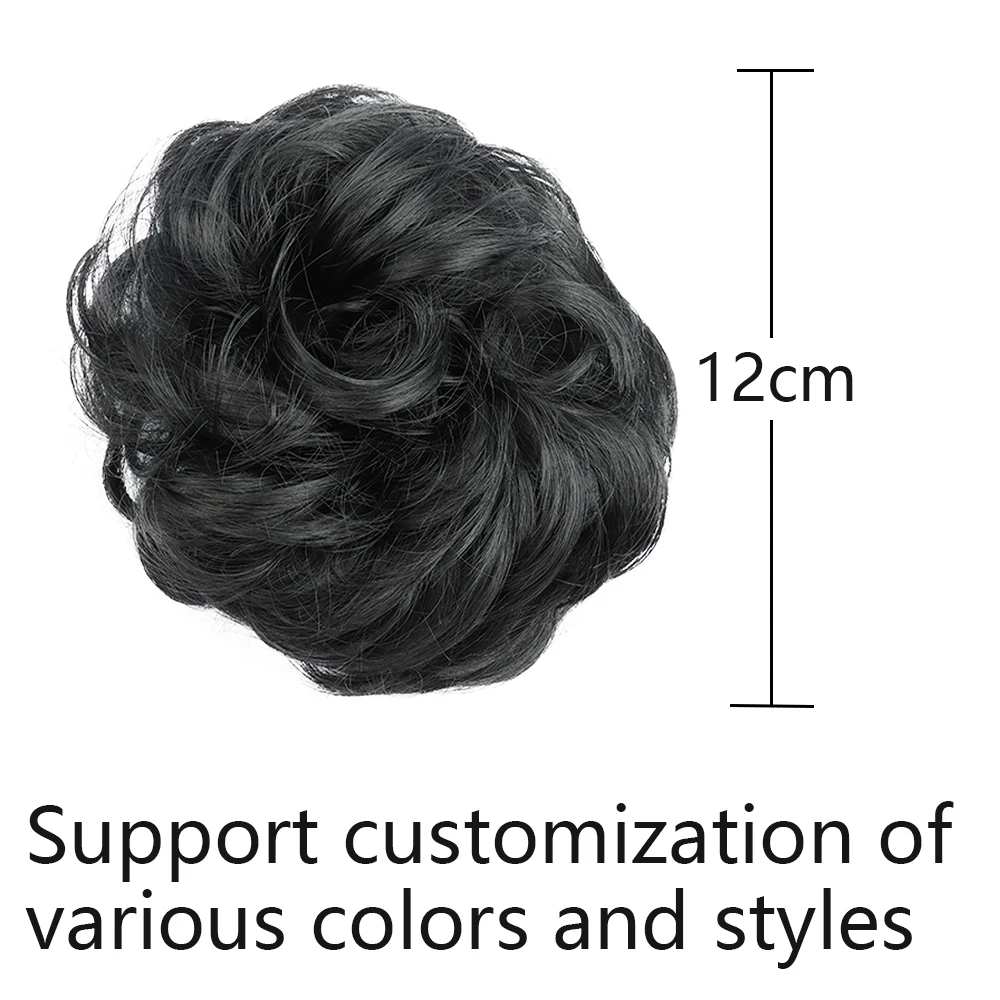 Peluca de moño de pelo sintético para mujer, Scrunchie de goma elástica ondulada de Donut, extensión de cabello para mujer, envoltura rizada